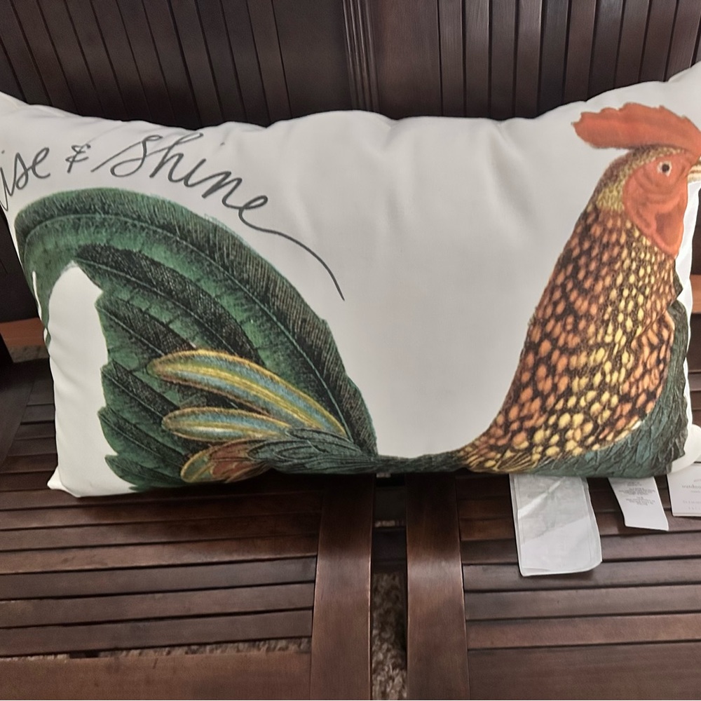 Ride and shine rooster pottery barn pillow